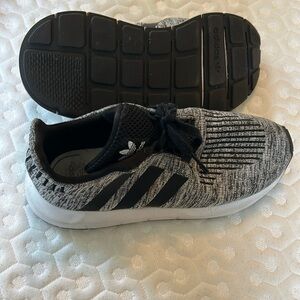 Adidas Black and Gray Sneakers with Knit Upper and Chunky Sole